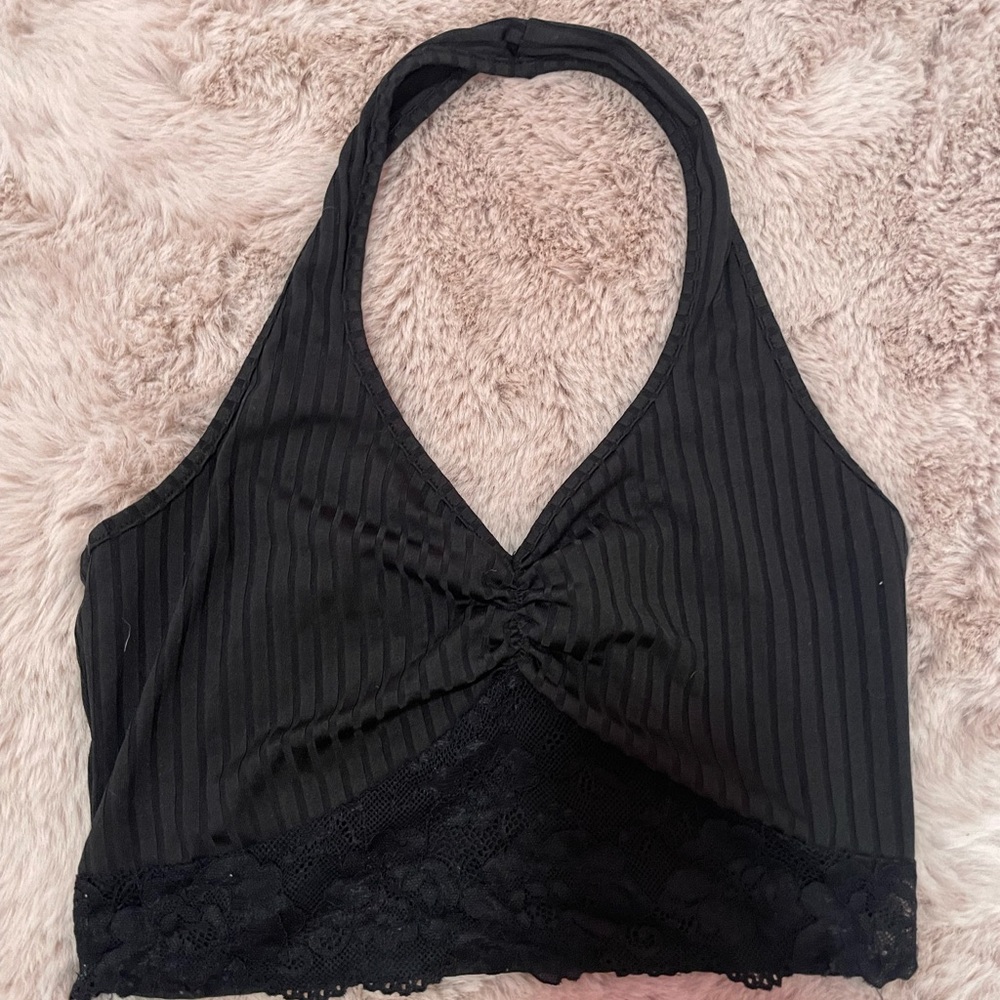 SHEIN Black Halter Crop Top